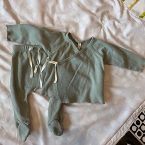 Quincy Mae Wrap Top + Footed Pant Set